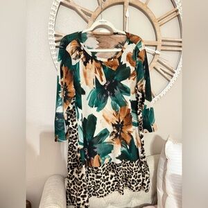 Floral and Leopard Print Tunic